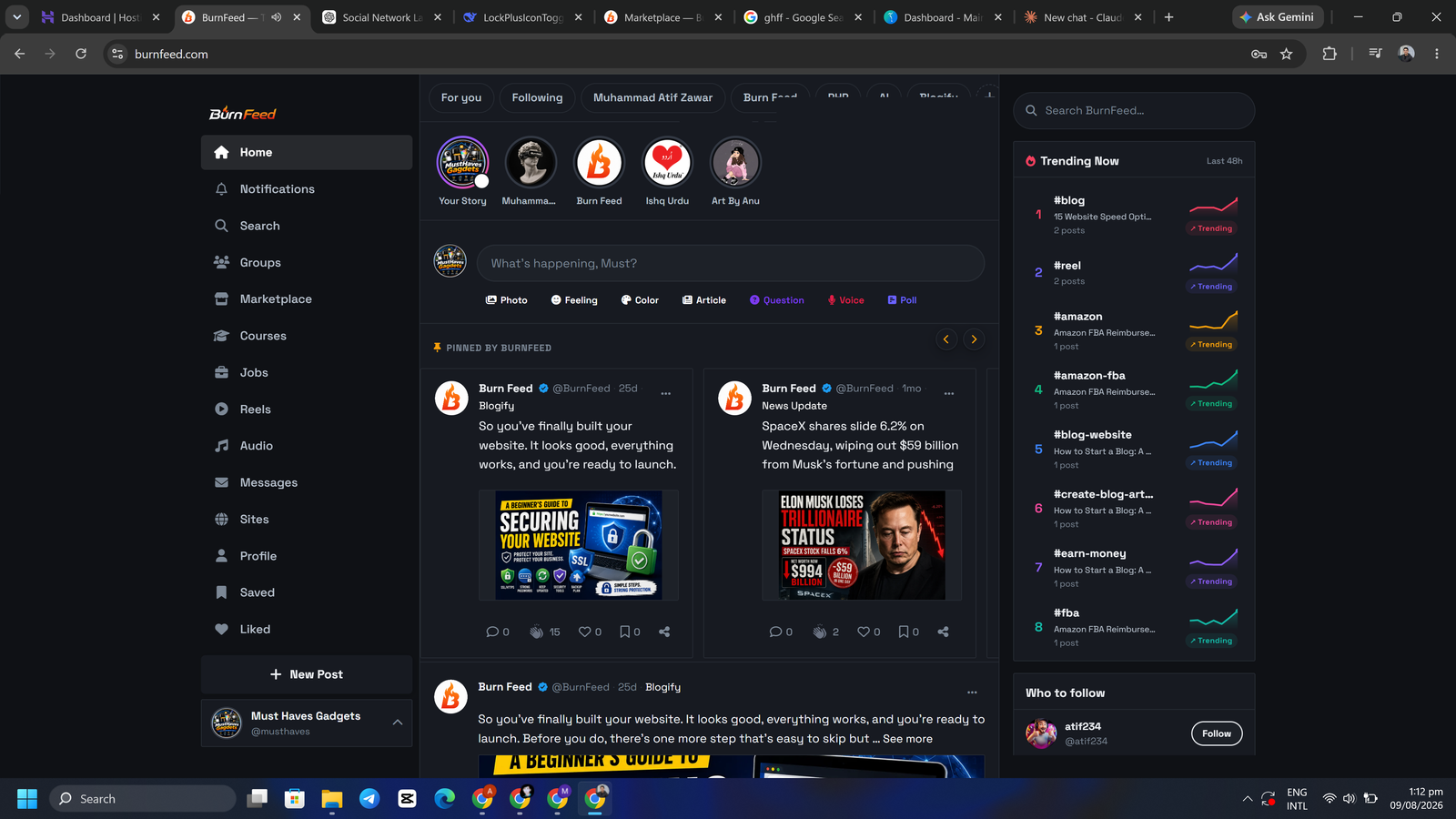 BurnFeed — Global Social Media & Community Platform screenshot